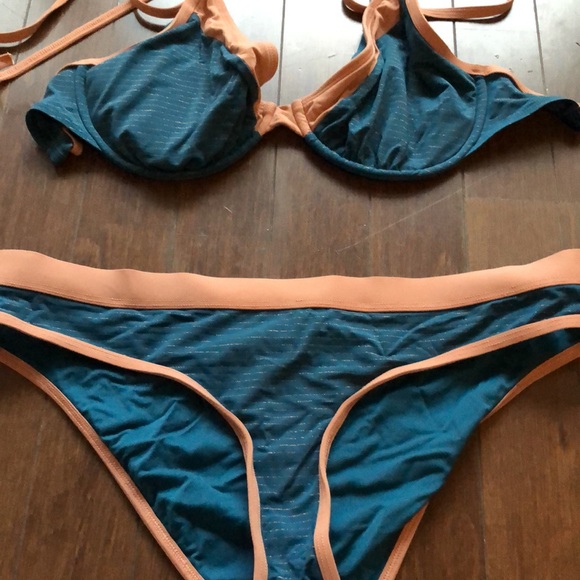 Teal and Peach Women's Bikini Set free with bundle - Picture 2 of 5